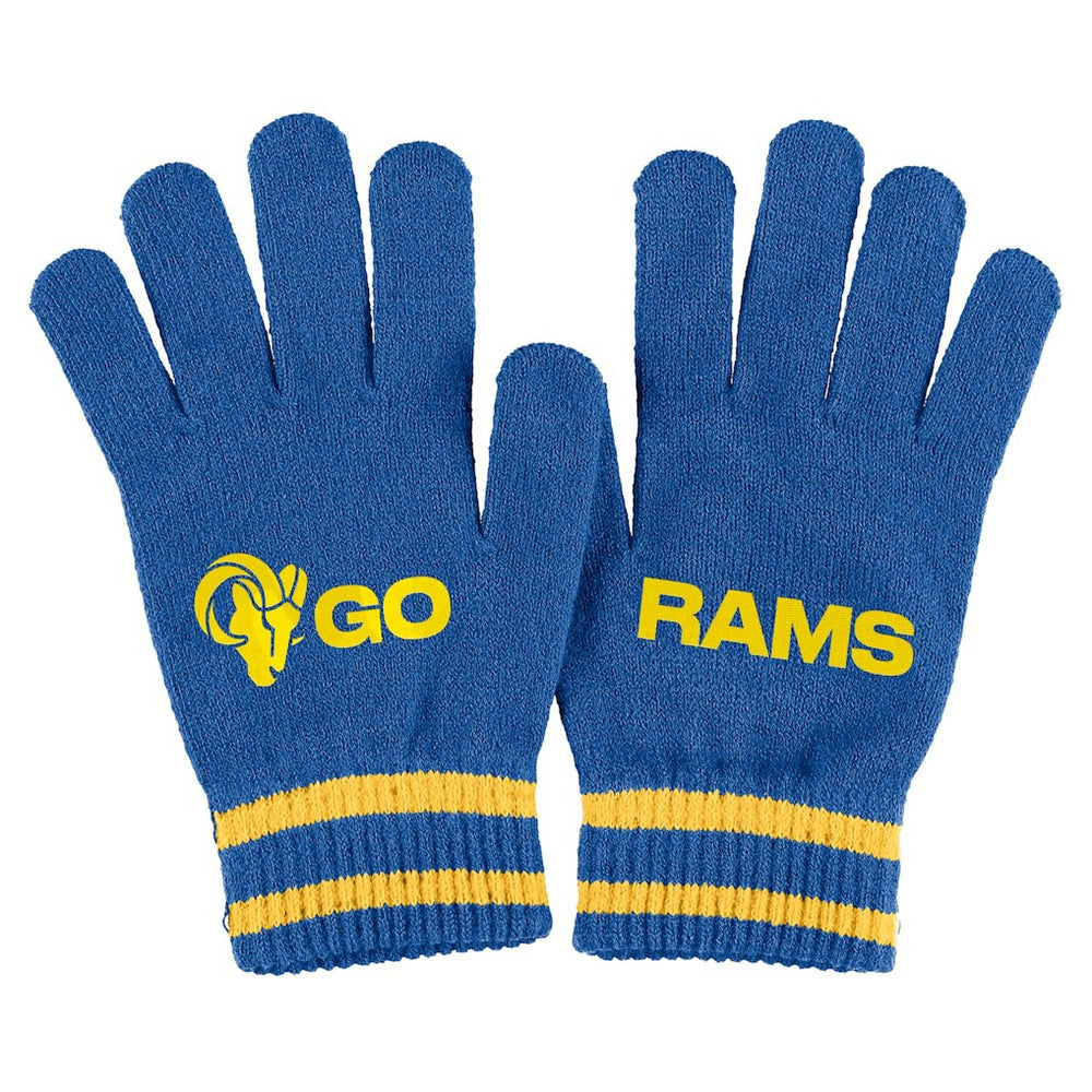 Los Angeles Rams WEAR by Erin Andrews Women's Double Jacquard Cuffed Knit Hat with Pom and Gloves Set Royal