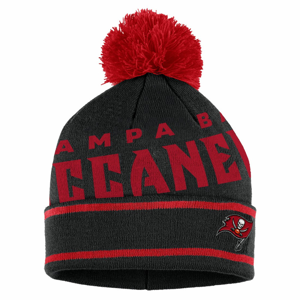 Tampa Bay Buccaneers WEAR by Erin Andrews Women's Double Jacquard Cuffed Knit Hat with Pom and Gloves Set Black