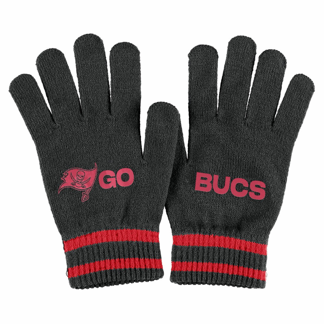 Tampa Bay Buccaneers WEAR by Erin Andrews Women's Double Jacquard Cuffed Knit Hat with Pom and Gloves Set Black