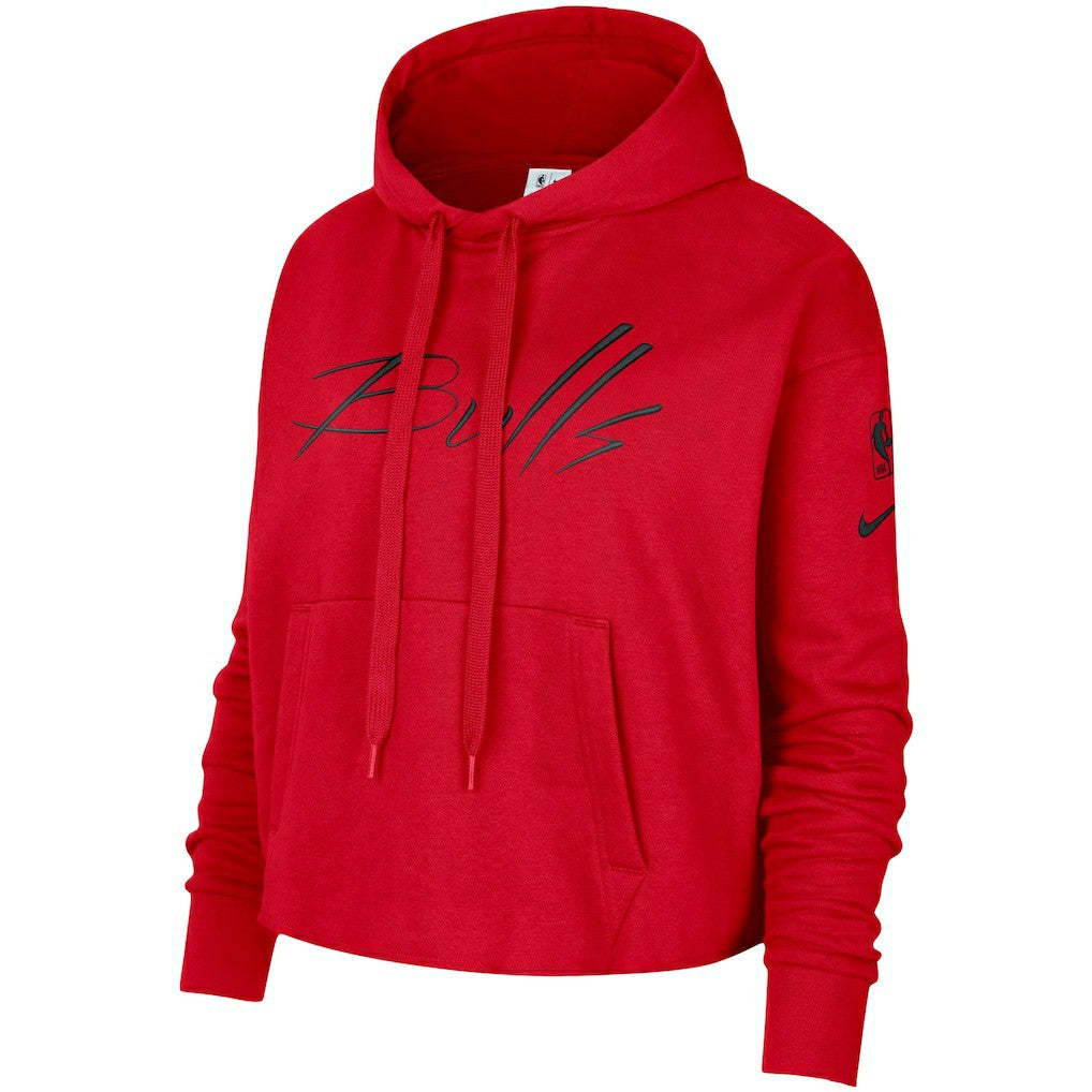 Chicago Bulls Women's Split Flip Courtside Cropped Pullover Hoodie Red