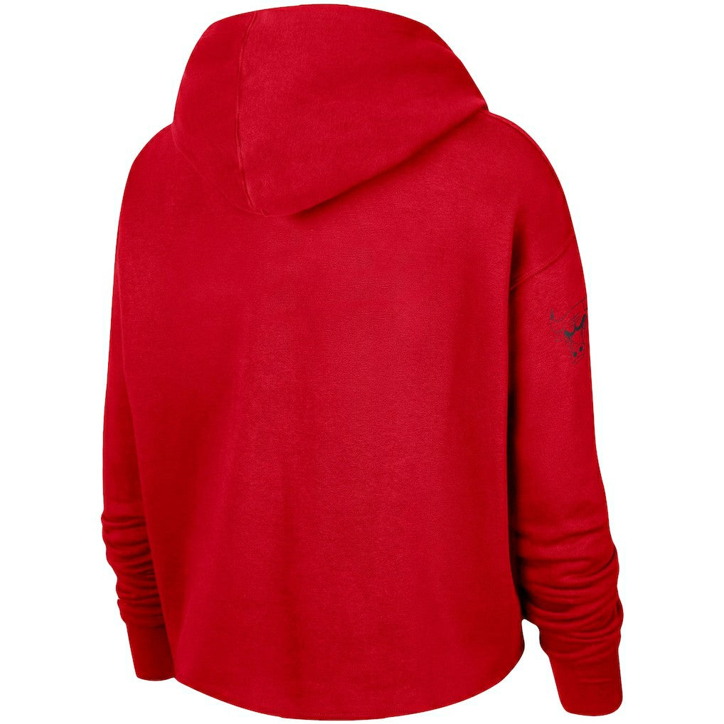 Chicago Bulls Women's Split Flip Courtside Cropped Pullover Hoodie Red