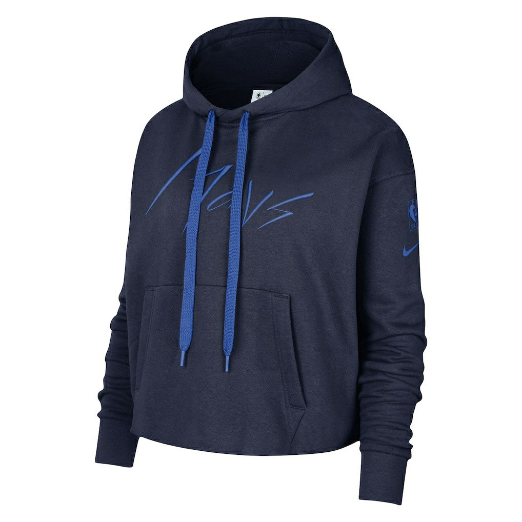 Dallas Mavericks Women's Split Flip Courtside Cropped Pullover Hoodie Navy