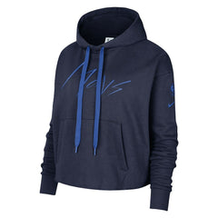 Dallas Mavericks Women's Split Flip Courtside Cropped Pullover Hoodie Navy