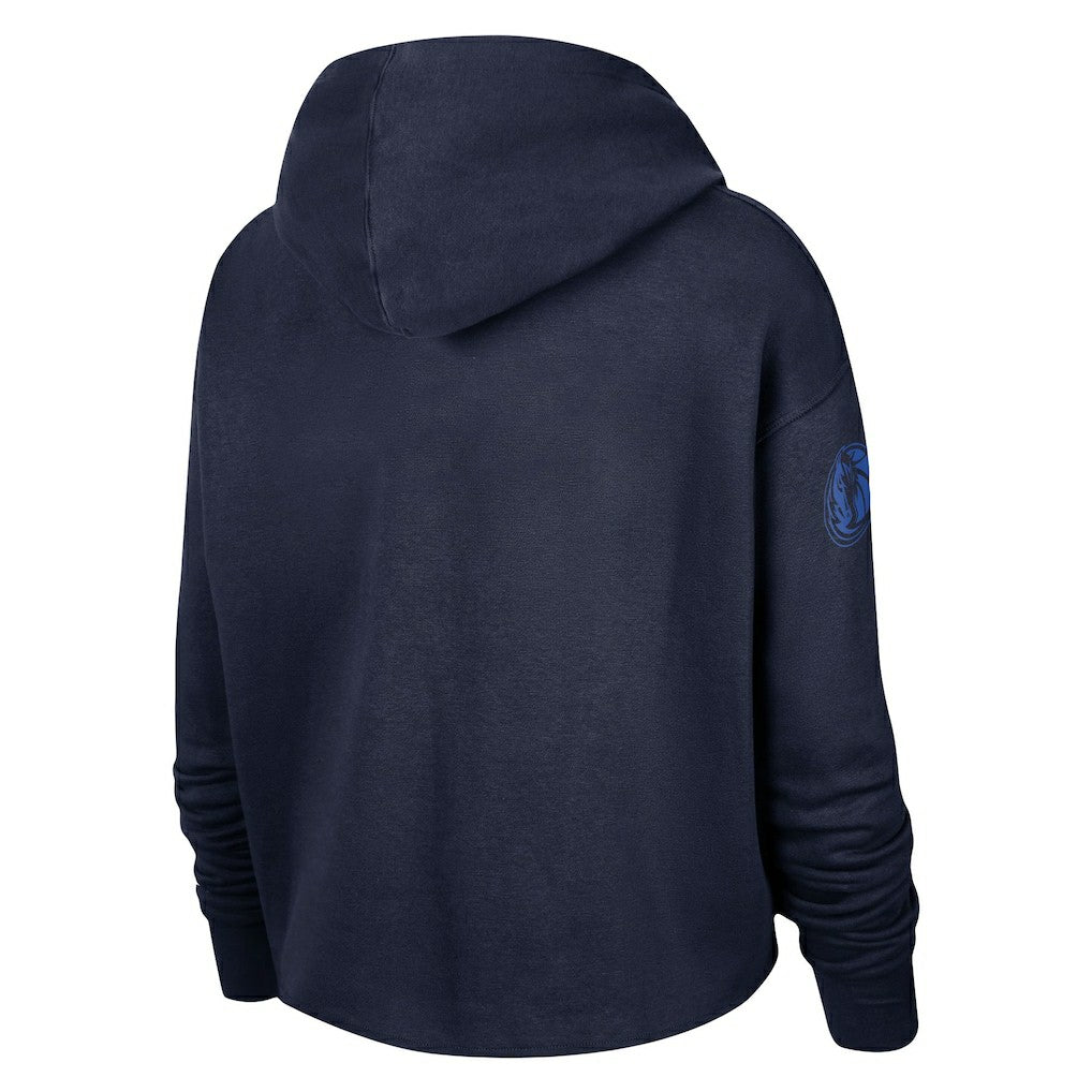 Dallas Mavericks Women's Split Flip Courtside Cropped Pullover Hoodie Navy