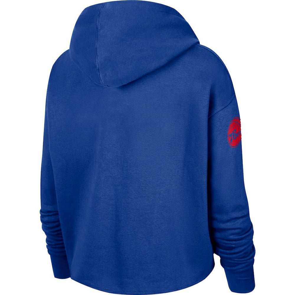 Philadelphia 76ers Women's Split Flip Courtside Cropped Pullover Hoodie Royal
