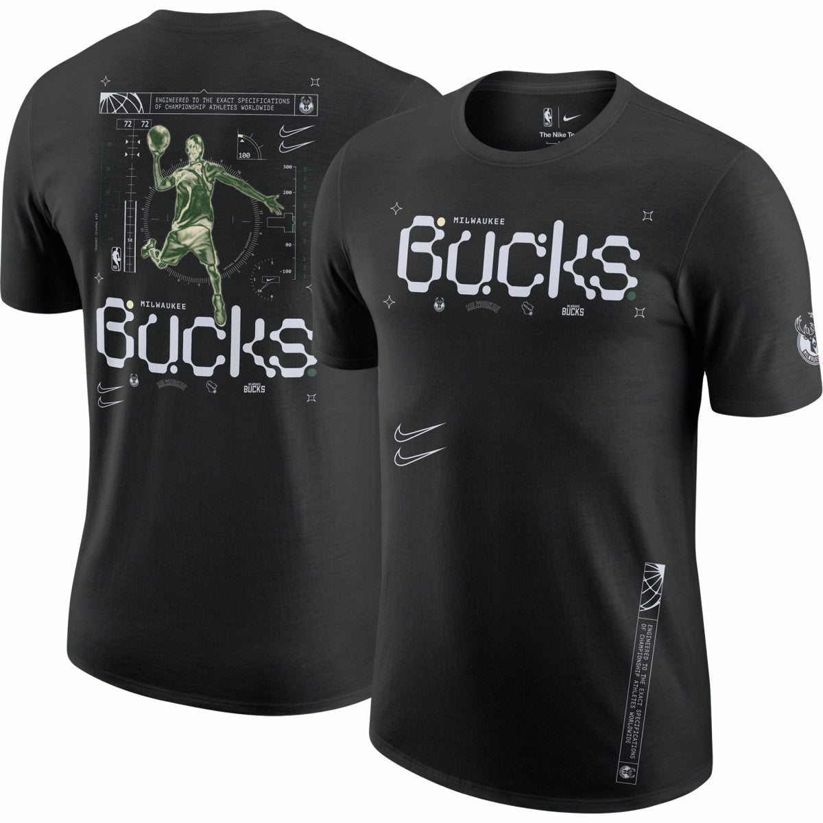 Milwaukee Bucks Courtside Air Traffic Control Max90 T-Shirt Black