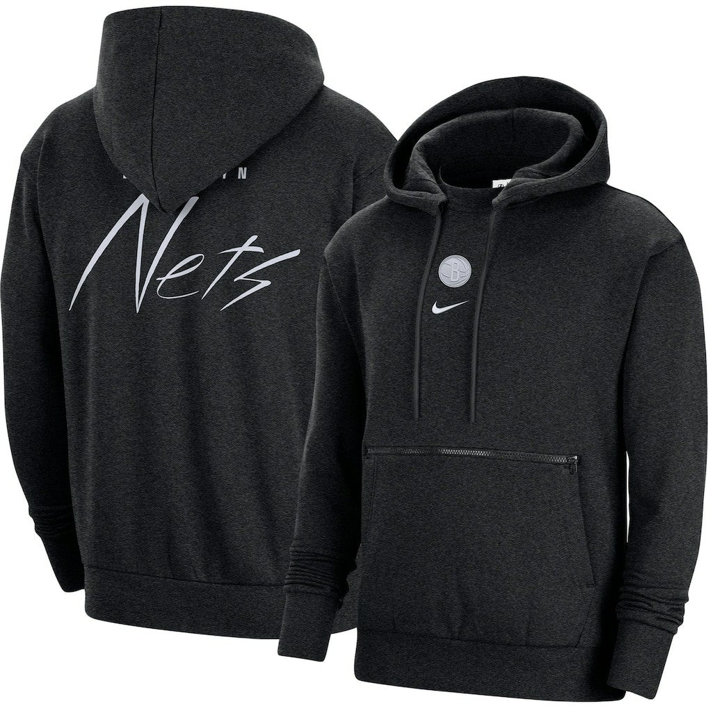 Brooklyn Nets Courtside Versus Flight Pullover Hoodie Heather Black