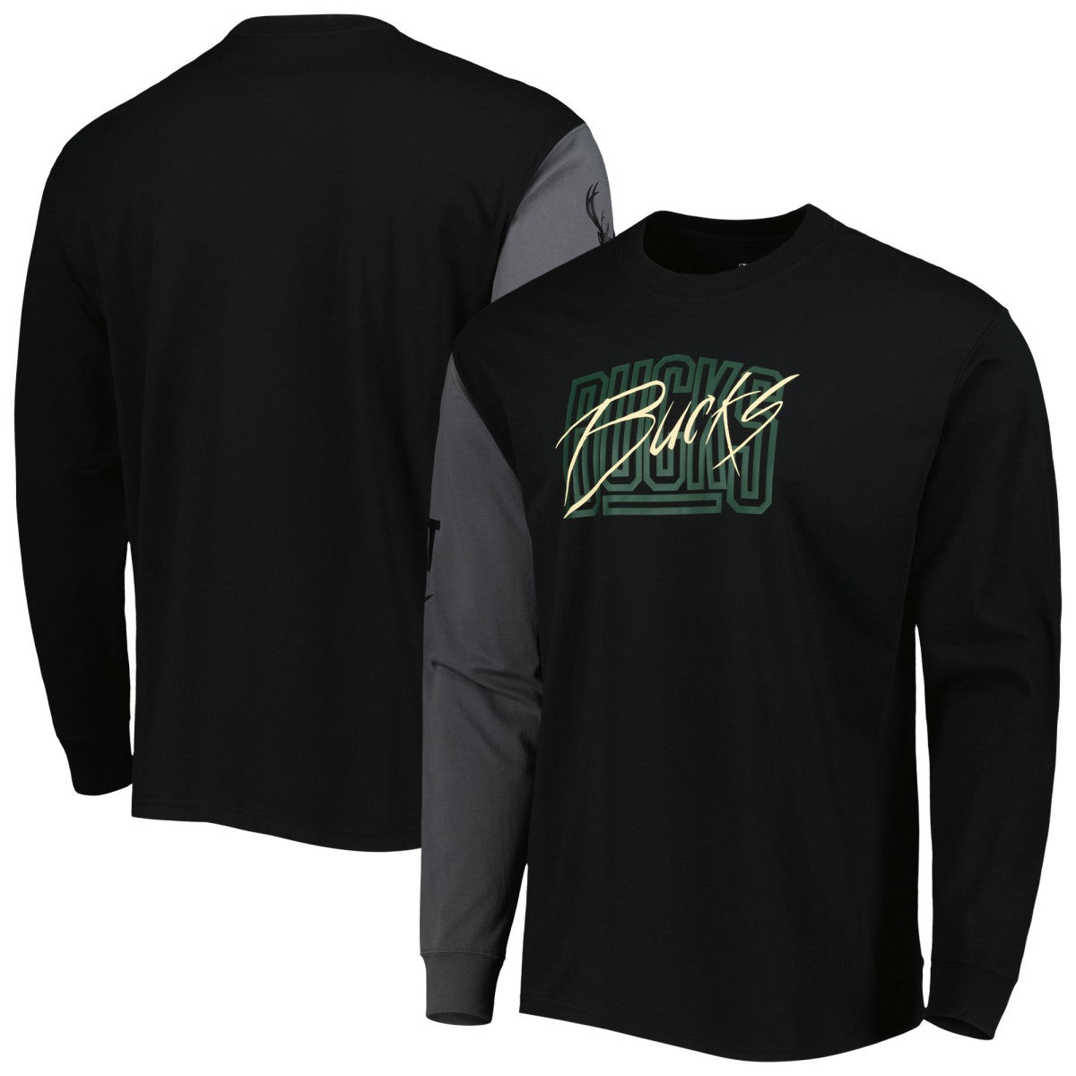 Milwaukee Bucks Courtside Versus Flight MAX90 Long Sleeve T-Shirt Black
