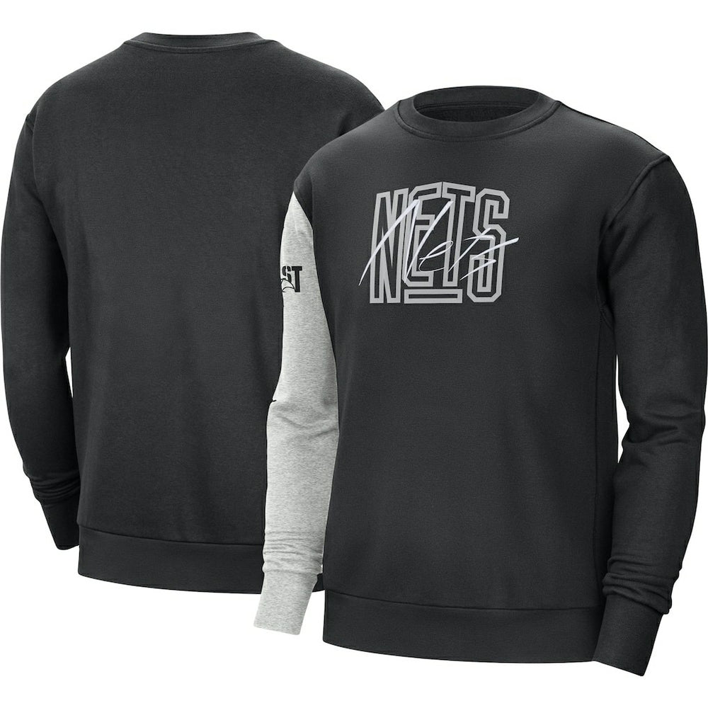 Brooklyn Nets Courtside Versus Force & Flight Pullover Sweatshirt Black/Heather Gray
