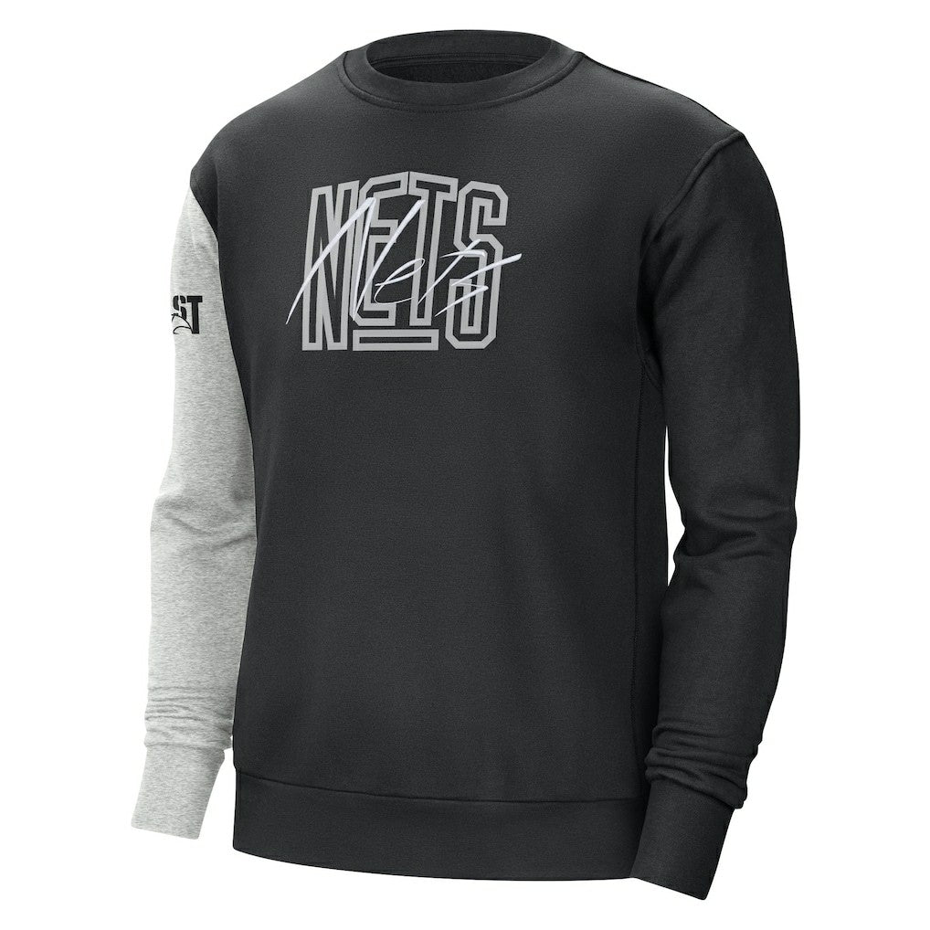 Brooklyn Nets Courtside Versus Force & Flight Pullover Sweatshirt Black/Heather Gray