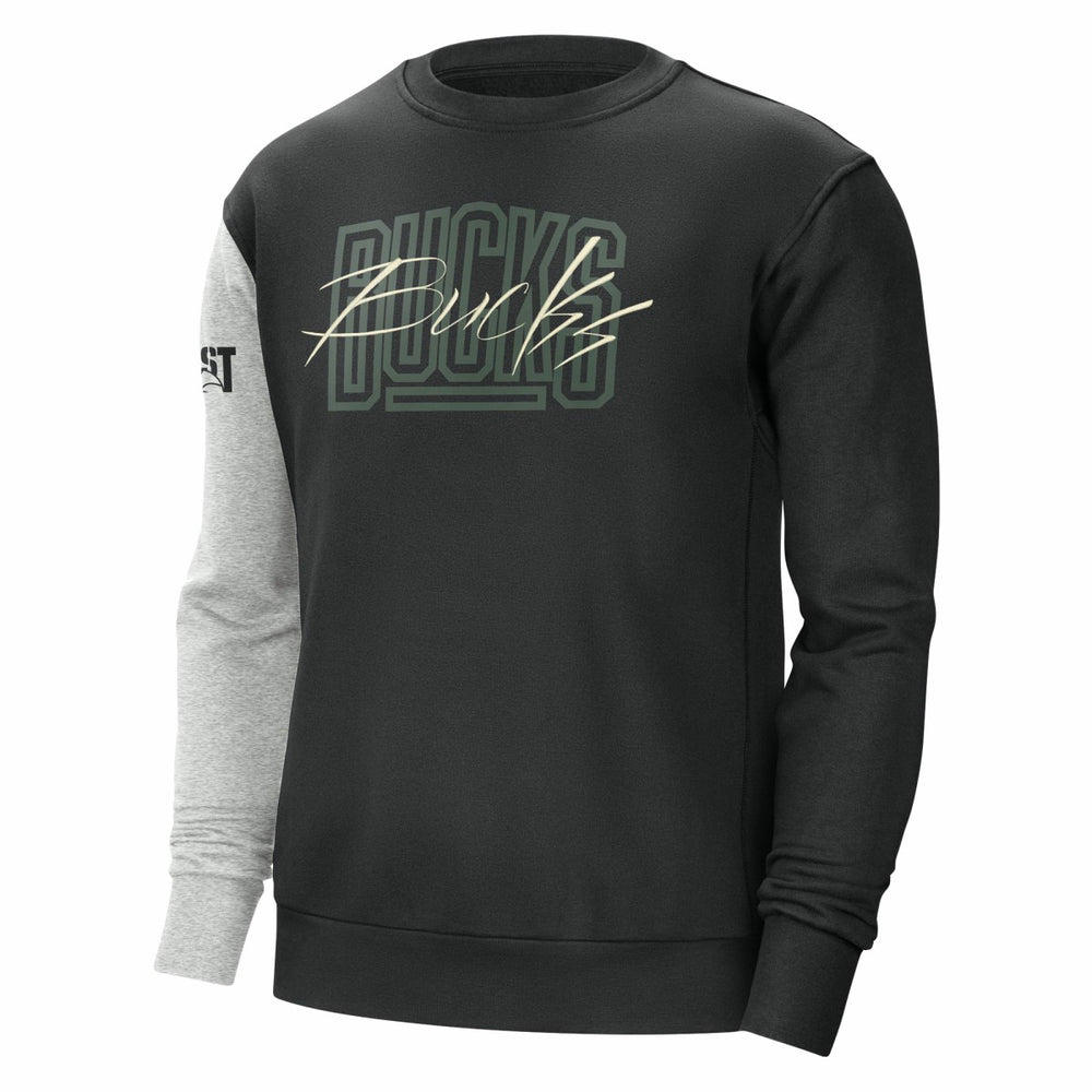 Milwaukee Bucks Courtside Versus Force & Flight Pullover Sweatshirt Black/Heather Gray