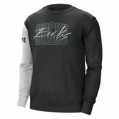 Milwaukee Bucks Courtside Versus Force & Flight Pullover Sweatshirt Black/Heather Gray