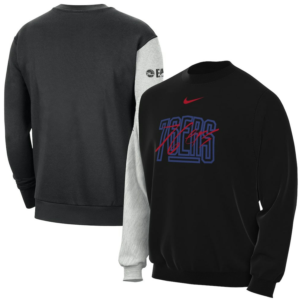 Philadelphia 76ers Courtside Versus Force & Flight Pullover Sweatshirt Black/Heather Gray