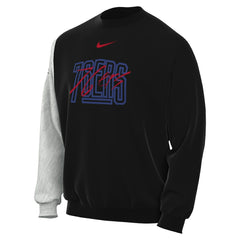Philadelphia 76ers Courtside Versus Force & Flight Pullover Sweatshirt Black/Heather Gray