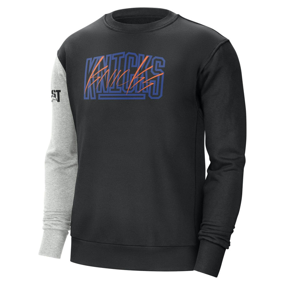 New York Knicks Courtside Versus Force & Flight Pullover Sweatshirt Black/Heather Gray