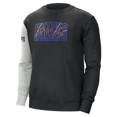 New York Knicks Courtside Versus Force & Flight Pullover Sweatshirt Black/Heather Gray