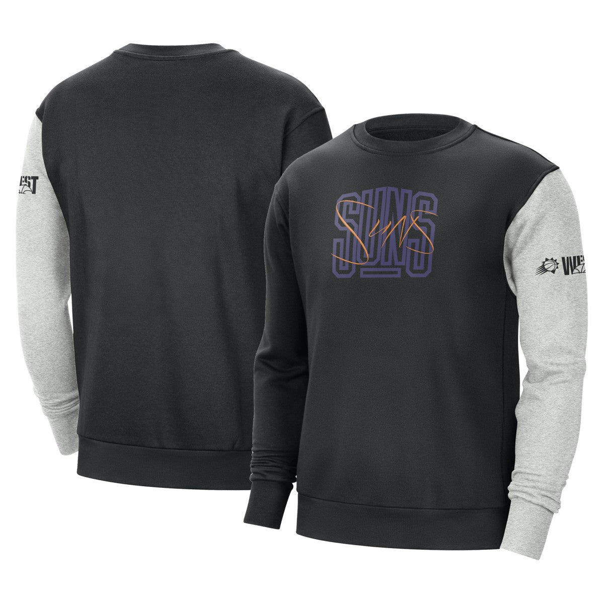 Phoenix Suns Courtside Versus Force & Flight Pullover Sweatshirt Black/Heather Gray