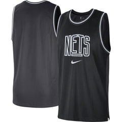 Brooklyn Nets Courtside Versus Force Split DNA Performance Mesh Tank Top Black/Anthracite