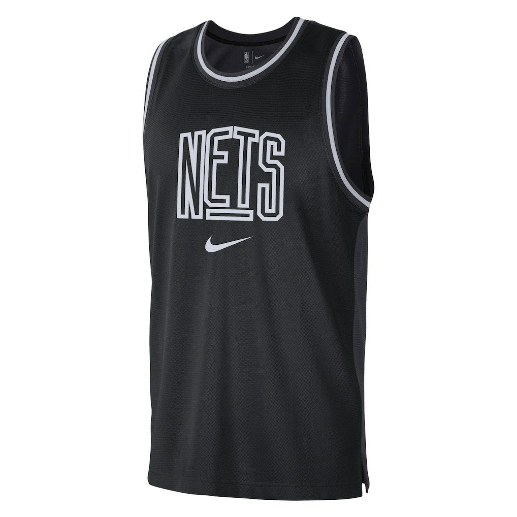 Brooklyn Nets Courtside Versus Force Split DNA Performance Mesh Tank Top Black/Anthracite