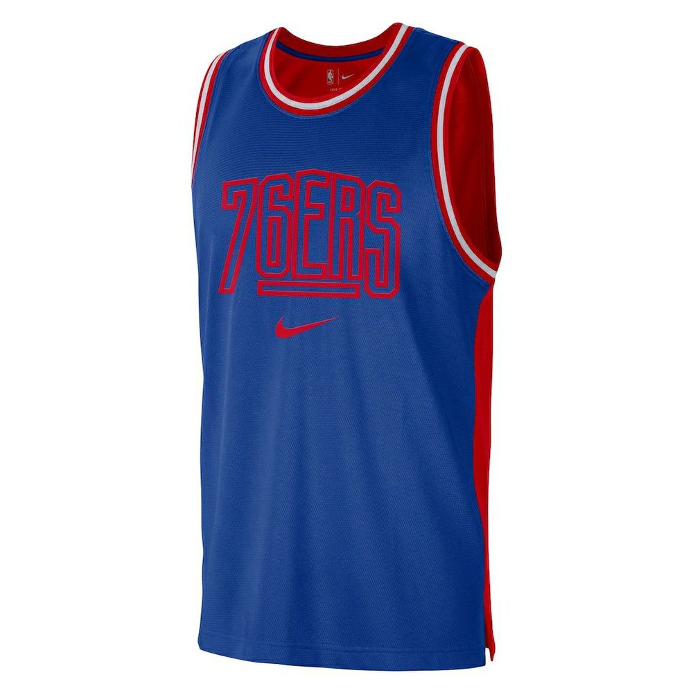 Philadelphia 76ers Courtside Versus Force Split DNA Performance Mesh Tank Top Royal/Red
