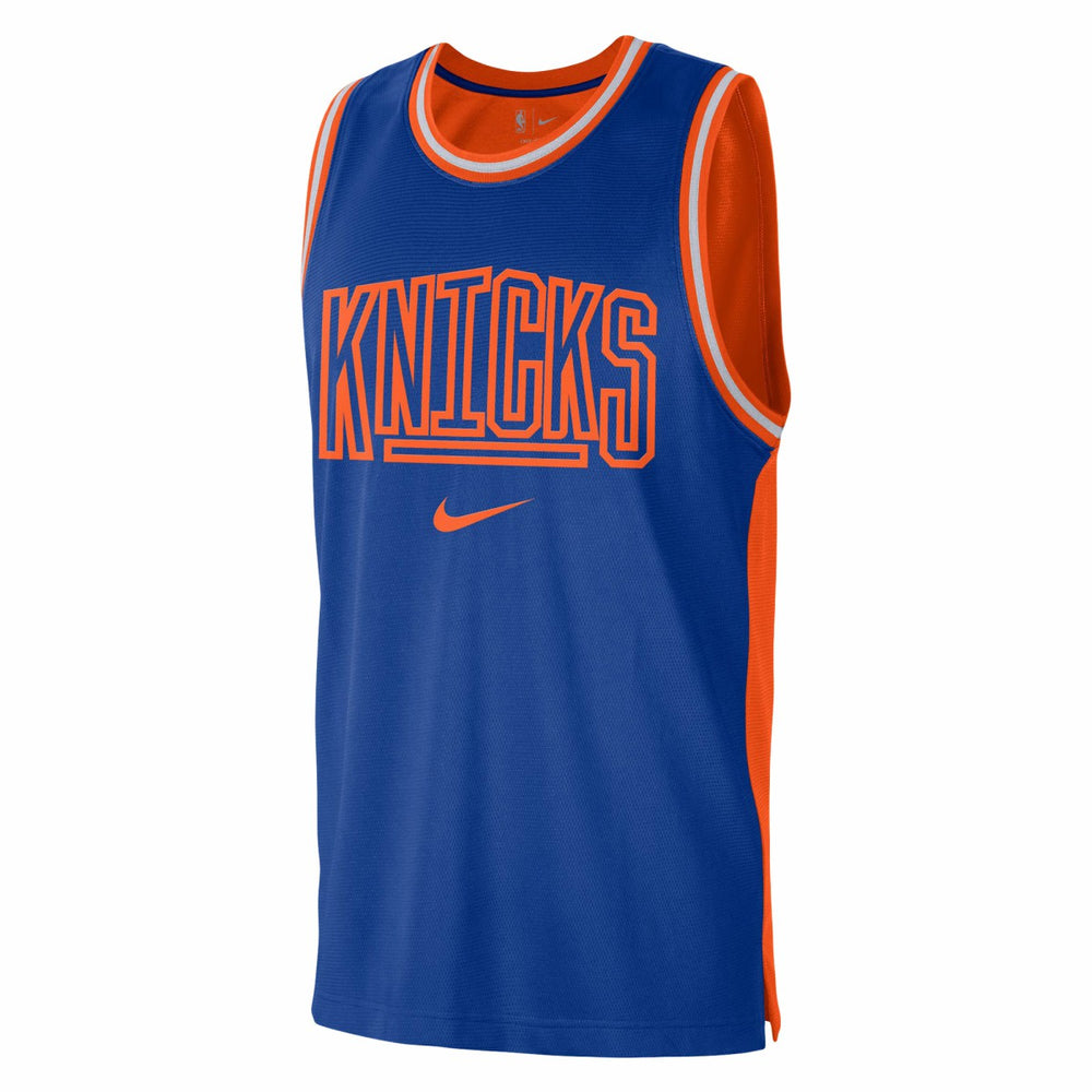 New York Knicks Courtside Versus Force Split DNA Performance Mesh Tank Top Blue/Orange