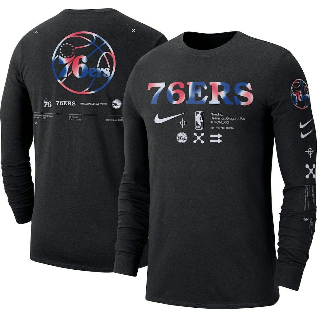 Philadelphia 76ers Essential Air Traffic Control Long Sleeve T-Shirt Black