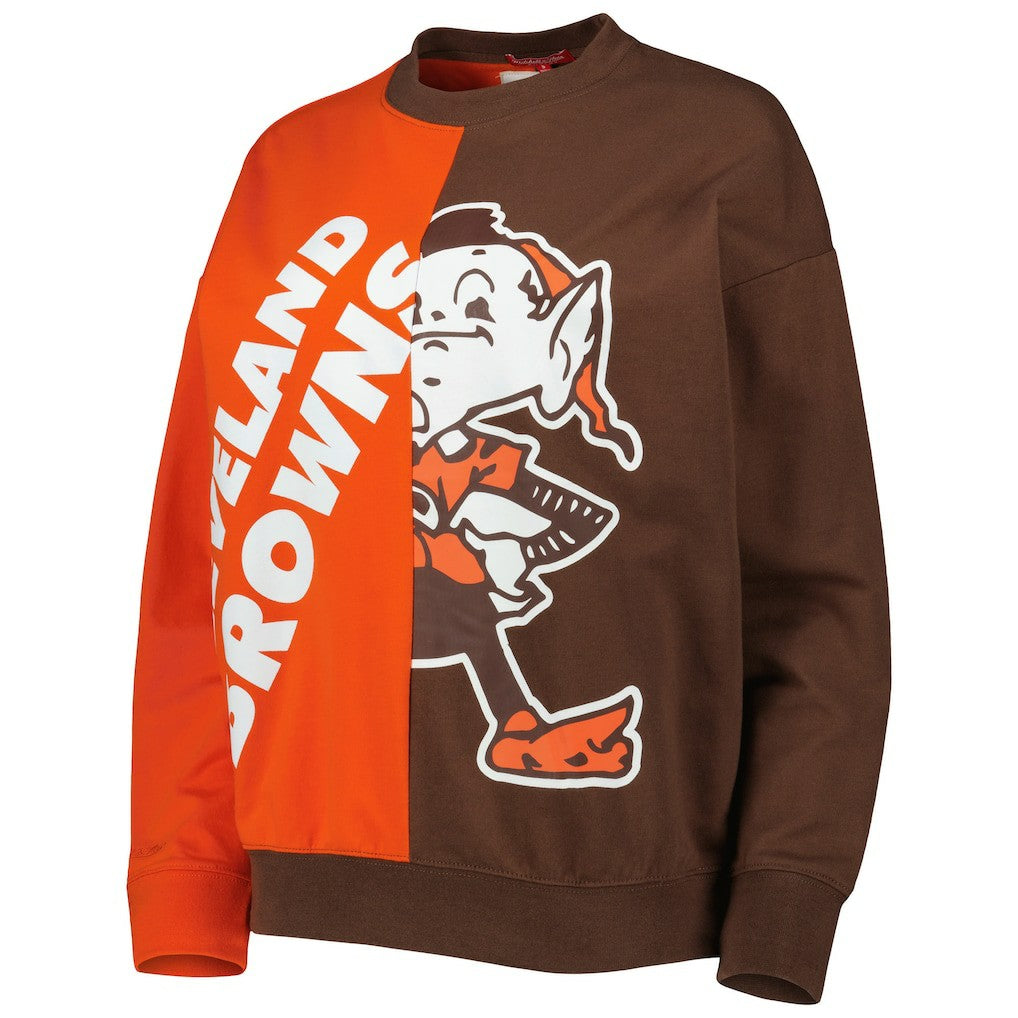 Cleveland Browns Women's Big Face Pullover Sweatshirt Orange/Brown