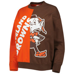 Cleveland Browns Women's Big Face Pullover Sweatshirt Orange/Brown