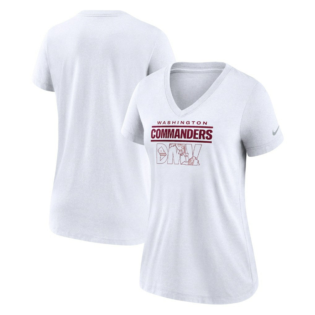 Washington Commanders Women's Hometown Collection Tri-Blend V-Neck T-Shirt White