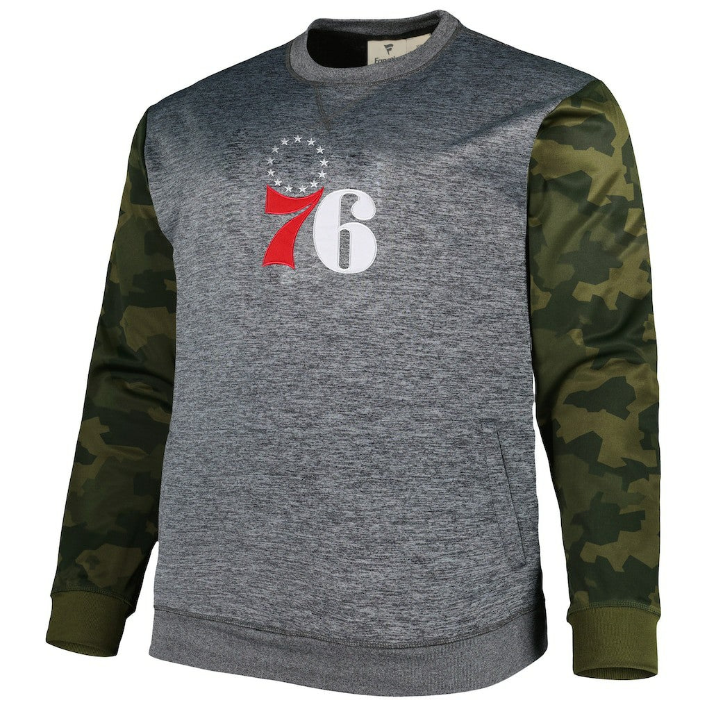 Philadelphia 76ers Big & Tall Camo Stitched Sweatshirt Heather Charcoal