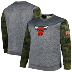 Chicago Bulls Big & Tall Camo Stitched Sweatshirt Heather Charcoal