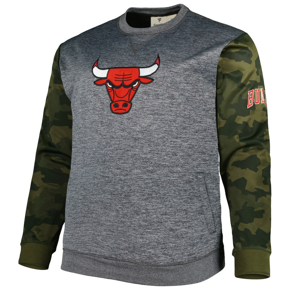 Chicago Bulls Big & Tall Camo Stitched Sweatshirt Heather Charcoal