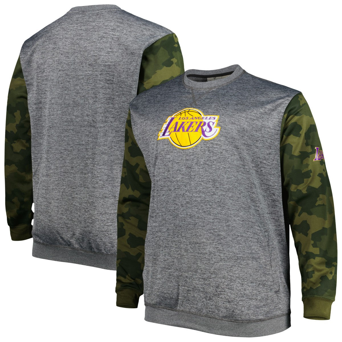 Los Angeles Lakers Big & Tall Camo Stitched Sweatshirt Heather Charcoal