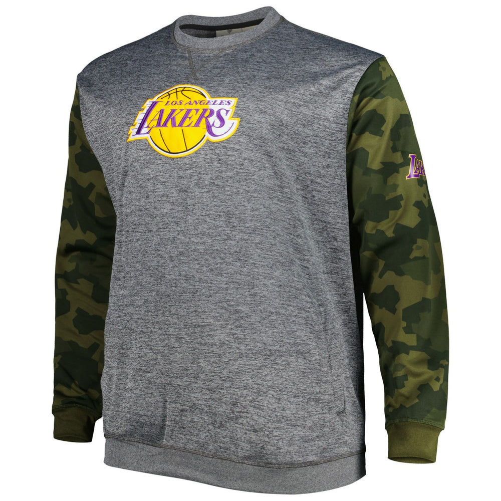 Los Angeles Lakers Big & Tall Camo Stitched Sweatshirt Heather Charcoal