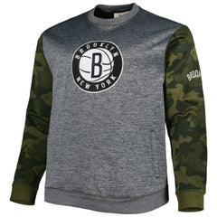 Brooklyn Nets Big & Tall Camo Stitched Sweatshirt Heather Charcoal