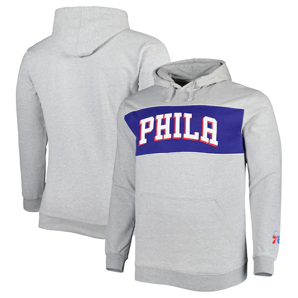 Philadelphia 76ers Big & Tall Wordmark Pullover Hoodie Heather Gray