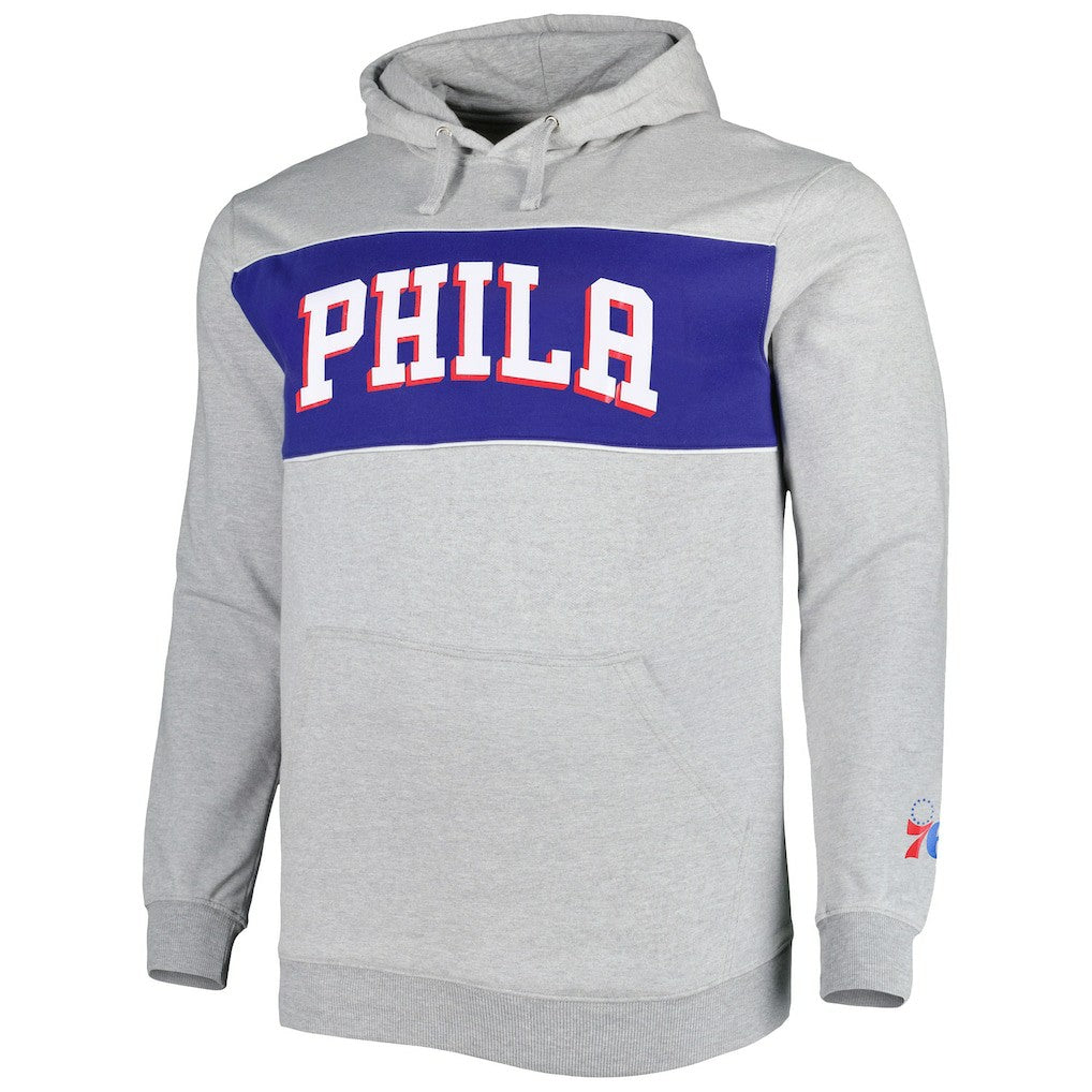 Philadelphia 76ers Big & Tall Wordmark Pullover Hoodie Heather Gray