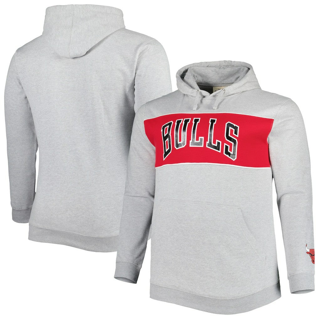 Chicago Bulls Big & Tall Wordmark Pullover Hoodie Heather Gray