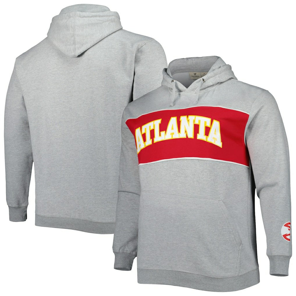 Atlanta Hawks Big & Tall Wordmark Pullover Hoodie Heather Gray