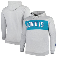 Charlotte Hornets Big & Tall Wordmark Pullover Hoodie Heather Gray