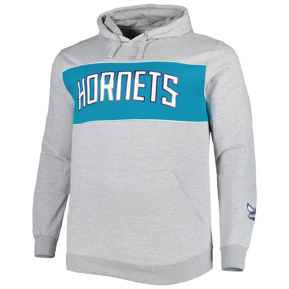 Charlotte Hornets Big & Tall Wordmark Pullover Hoodie Heather Gray