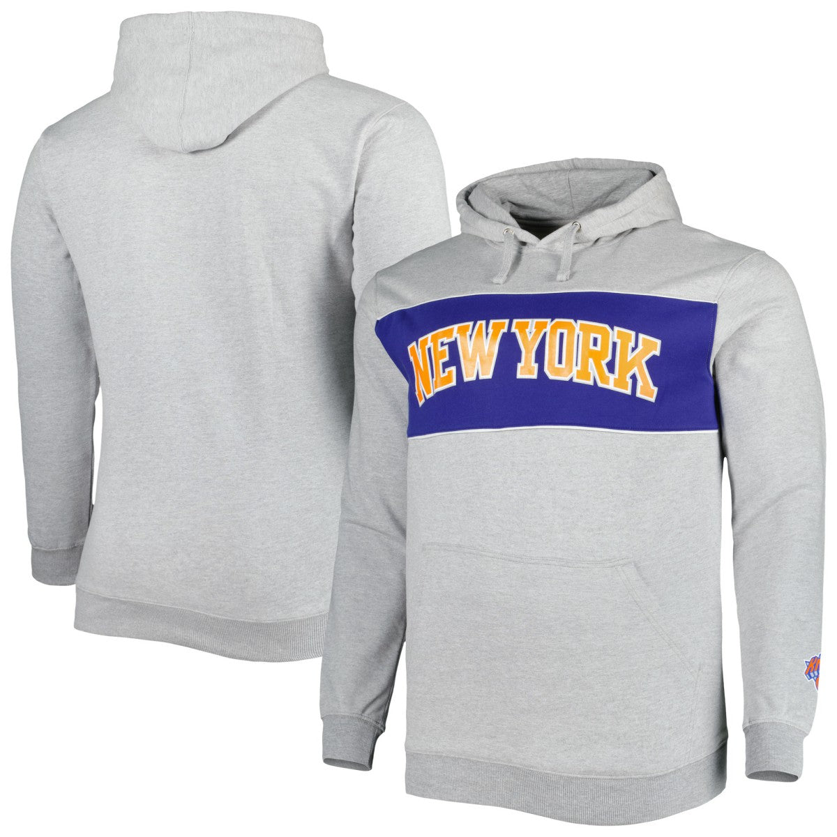 New York Knicks Big & Tall Wordmark Pullover Hoodie Heather Gray