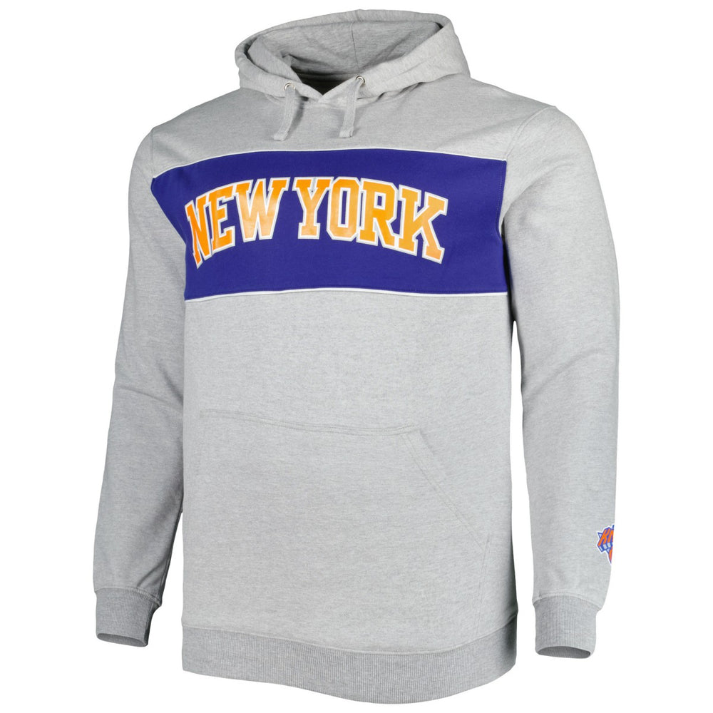 New York Knicks Big & Tall Wordmark Pullover Hoodie Heather Gray