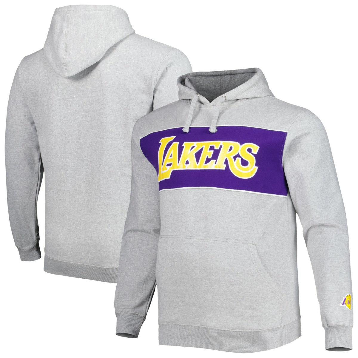 Los Angeles Lakers Big & Tall Wordmark Pullover Hoodie Heather Gray