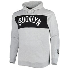Brooklyn Nets Big & Tall Wordmark Pullover Hoodie Heather Gray
