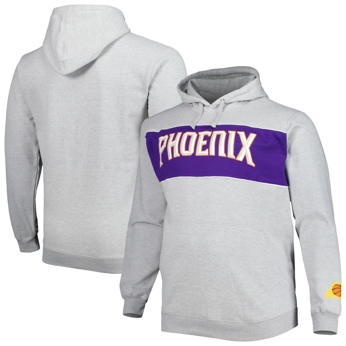 Phoenix Suns Big & Tall Wordmark Pullover Hoodie Heather Gray