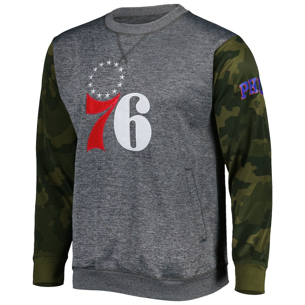 Philadelphia 76ers Camo Stitched Sweatshirt Heather Charcoal