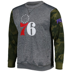 Philadelphia 76ers Camo Stitched Sweatshirt Heather Charcoal