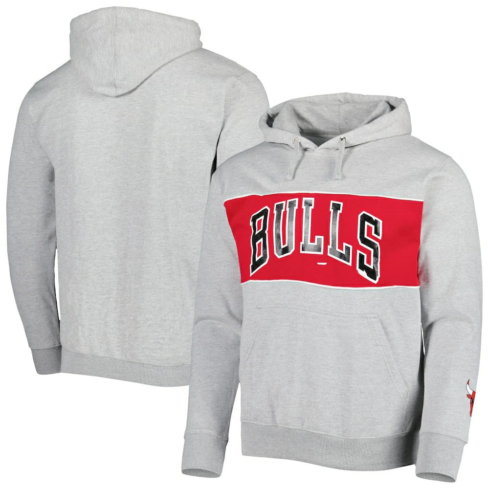 Chicago Bulls Wordmark French Terry Pullover Hoodie Heather Gray