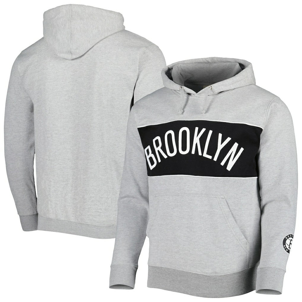 Brooklyn Nets Wordmark French Terry Pullover Hoodie Heather Gray